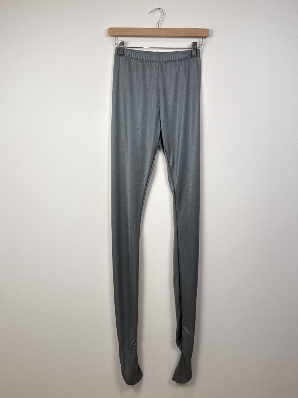 SKIMS Womens S Shimmer Metallic High Rise Footed Stirrup Leggings Tights Grey
